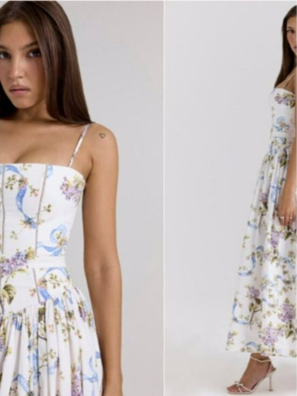 House of CB 'Ysabella' off white vintage ribbon print cotton midi sundress NWOT - Picture 3 of 7